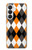 S3421 Noir Orange Blanc Argyle Plaid Etui Coque Housse pour Samsung Galaxy S26