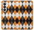 S3421 Noir Orange Blanc Argyle Plaid Etui Coque Housse pour Samsung Galaxy S26