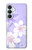 S2361 Fleurs blanches Violet Etui Coque Housse pour Samsung Galaxy S26 Plus