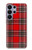 S2374 Motif Tartan Rouge Etui Coque Housse pour Samsung Galaxy S26 Ultra