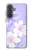 S2361 Fleurs blanches Violet Etui Coque Housse pour Samsung Galaxy A37