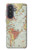 S3418 Carte du monde millésimé Etui Coque Housse pour Samsung Galaxy A57