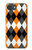 S3421 Noir Orange Blanc Argyle Plaid Etui Coque Housse pour iPhone 17e