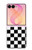 S1611 Échiquier Damier Noir Blanc Etui Coque Housse pour Samsung Galaxy Z Flip 8