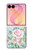 S3494 Rose à pois millésimé Etui Coque Housse pour Samsung Galaxy Z Flip 8