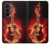 S0415 Graver guitare feu Etui Coque Housse pour Samsung Galaxy Z Fold 8 Ultra