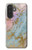 S3717 Imprimé graphique en marbre bleu pastel or rose Etui Coque Housse pour Samsung Galaxy A27