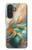 S3993 Vinages dorés en marbre vert Etui Coque Housse pour Samsung Galaxy A27