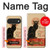 S2739 Chat Noir Noir Chat Millésime Etui Coque Housse pour Google Pixel 11, 11 Pro