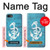 S3053 Marin Blue Anchor Etui Coque Housse pour iPhone 7, iPhone 8, iPhone SE (2020) (2022)