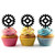 TA0372 Gear Wheel Machine Part Cupcake Toppers Acrylique De Mariage Joyeux anniversaire pour Gâteau Partie Décoration 10 Pièces