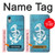 S3053 Marin Blue Anchor Etui Coque Housse pour iPhone XR