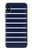 S2767 Navy White Striped Etui Coque Housse pour iPhone X, iPhone XS