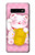 S3025 Pink Maneki Neko Lucky Cat Etui Coque Housse pour Samsung Galaxy S10