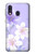 S2361 Purple White Flowers Etui Coque Housse pour Samsung Galaxy A40