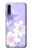 S2361 Purple White Flowers Etui Coque Housse pour Samsung Galaxy A50