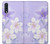 S2361 Purple White Flowers Etui Coque Housse pour Samsung Galaxy A50