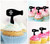 TA1141 Hair Blow Dryer Cupcake Toppers Acrylique De Mariage Joyeux anniversaire pour Gâteau Partie Décoration 10 Pièces