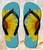 FA0434 Vintage Sunflower Blue Tongs Sandales Slipper été Plage Flip Flops Unisex