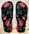 FA0462 Rose Floral Pattern Black Tongs Sandales Slipper été Plage Flip Flops Unisex