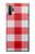 S3535 Red Gingham Etui Coque Housse pour Samsung Galaxy Note 10 Plus