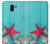S3428 Aqua Wood Starfish Shell Etui Coque Housse pour Samsung Galaxy J6 (2018)
