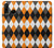S3421 Black Orange White Argyle Plaid Etui Coque Housse pour Huawei P30 lite