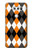 S3421 Black Orange White Argyle Plaid Etui Coque Housse pour LG V30, LG V30 Plus, LG V30S ThinQ, LG V35, LG V35 ThinQ