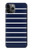 S2767 Navy White Striped Etui Coque Housse pour iPhone 11 Pro