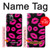 S2933 Bisous Rose Lips sur Noir Etui Coque Housse pour iPhone 11 Pro