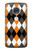 S3421 Black Orange White Argyle Plaid Etui Coque Housse pour Motorola Moto G7, Moto G7 Plus