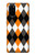 S3421 Noir Orange Blanc Argyle Plaid Etui Coque Housse pour Samsung Galaxy S20 Plus, Galaxy S20+