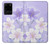 S2361 Fleurs blanches Violet Etui Coque Housse pour Samsung Galaxy S20 Ultra