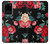 S3112 Motif floral Rose Noir Etui Coque Housse pour Samsung Galaxy S20 Ultra