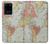 S3418 Carte du monde millésimé Etui Coque Housse pour Samsung Galaxy S20 Ultra