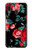 S3112 Motif floral Rose Noir Etui Coque Housse pour Samsung Galaxy A20, Galaxy A30