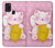 S3025 Rose Maneki Neko chat chanceux Etui Coque Housse pour Samsung Galaxy A21s
