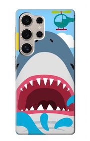 S3947 Caricature d'hélicoptère de requin Etui Coque Housse pour Samsung Galaxy S24 Ultra