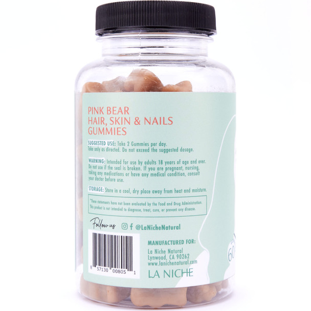 La Niche Natural Hair Growth Vitamin Gummies Gomitas para Crecimiento de Cabello Saludable