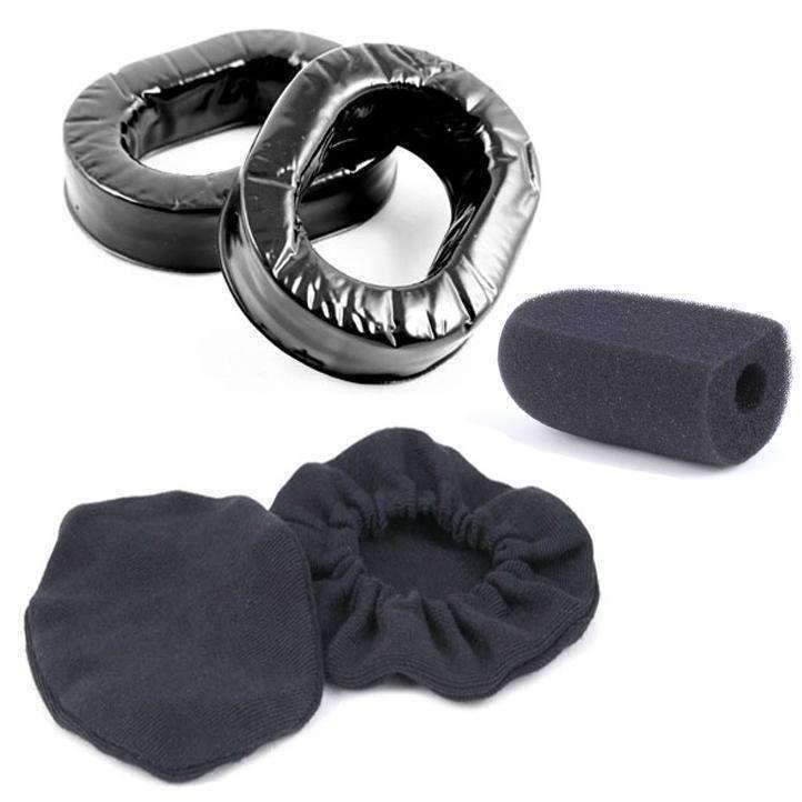 Microphone Accessory Ear Gel Ear Seals Comfort Kit with Cloth Ear Covers & Mic Muff