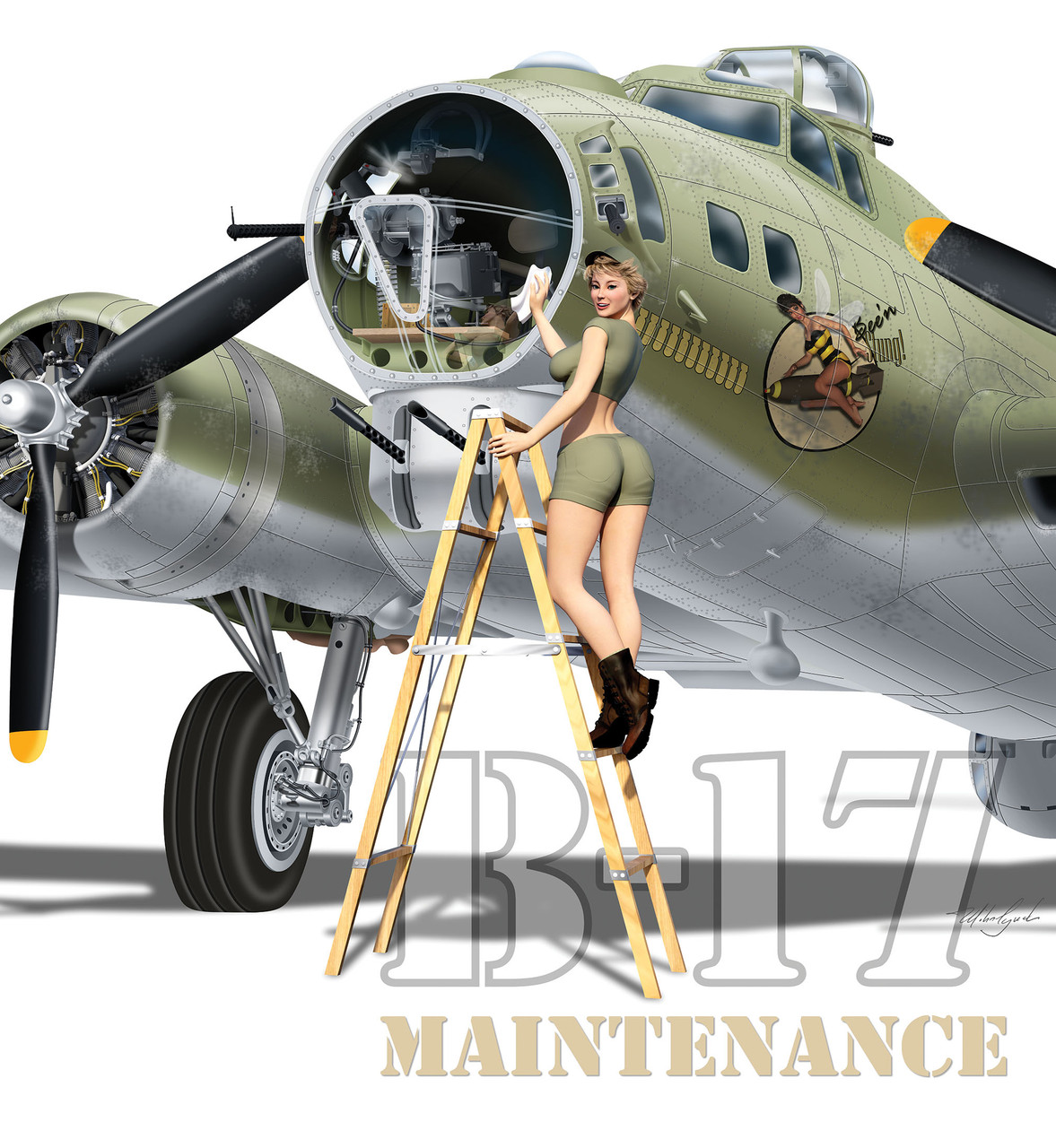 Mike Lynch's B-17 Maintenance Pinup | American Art Publishing