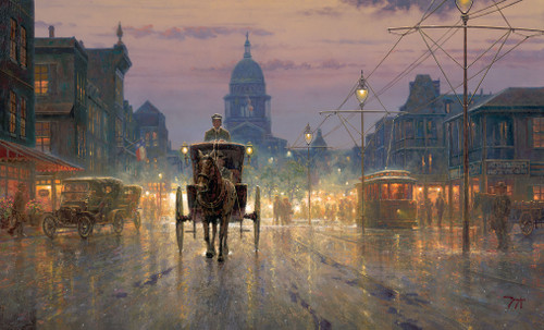 Congress Ave Austin TX 1910 by Clinton Broyels Fine Art Canvas Giclee Print