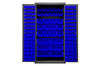 Cabinet, 16 Gauge, 36 x 24 x 72, 126 Blue Bins, Flush Doors with Louvered Panel, Lockable, Chrome Handle with Keys, Gray