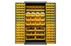 Cabinet, 16 Gauge, 36 x 24 x 72, 126 Yellow Bins, Flush Doors with Louvered Panel, Lockable, Chrome Handle with Keys, Gray