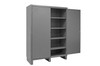 Cabinet, 16 Gauge, 60 x 24 x 84, 4 Adjustable Shelves, Flush Doors, Lockable, Chrome Handle with Keys, Gray