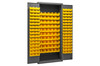 Cabinet, 16 Gauge, 36 x 18 x 84, 156 Yellow Bins, Flush Doors with Louvered Panel, Lockable, Chrome Handle with Keys, Gray