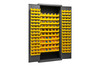 Cabinet, 16 Gauge, 36 x 18 x 84, 156 Yellow Bins, Flush Doors with Louvered Panel, Lockable, Chrome Handle with Keys, Gray