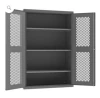 Heavy Duty Cabinet, 14 Gauge, 48 x 24 x 72, 3 Adjustable Shelves, Flush Ventilated Doors, Lockable, Chrome Handle with Keys, Gray