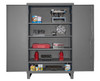 Extra Heavy Duty Cabinet, 12 Gauge, 36 x 24 x 78, 4 Adjustable Shelves, Recessed Doors, Cast Iron Pad-Lockable Handle, Gray