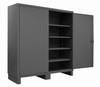 Extra Heavy Duty Cabinet, 12 Gauge, 72 x 24 x 78, 4 Adjustable Shelves, Recessed Doors, Cast Iron Pad-lockable Handle, Gray